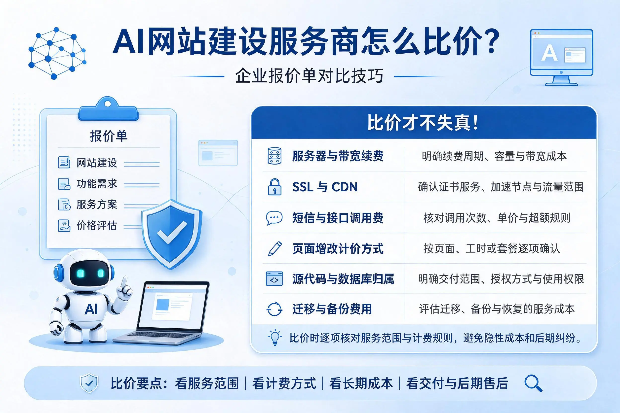 AI网站建设服务商怎么比价？沈阳企业报价单对比技巧